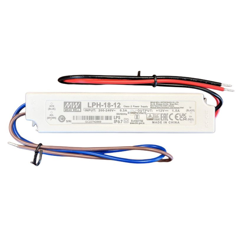 [MW-LPH-18-12] MW MEAN WELL LPH-18-12 Alimentatore 18W 12V 1,5A IP67