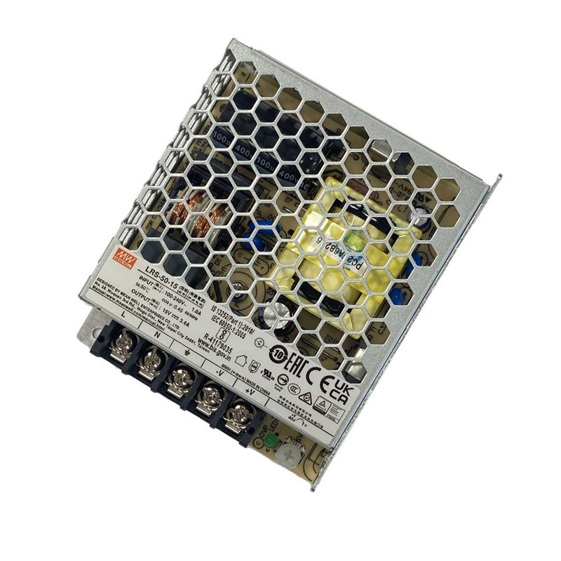 MW MEAN WELL LRS-50-15 Alimentatore Trasformatore 50W 15V 3,4A IP20 Input 220V e 110V