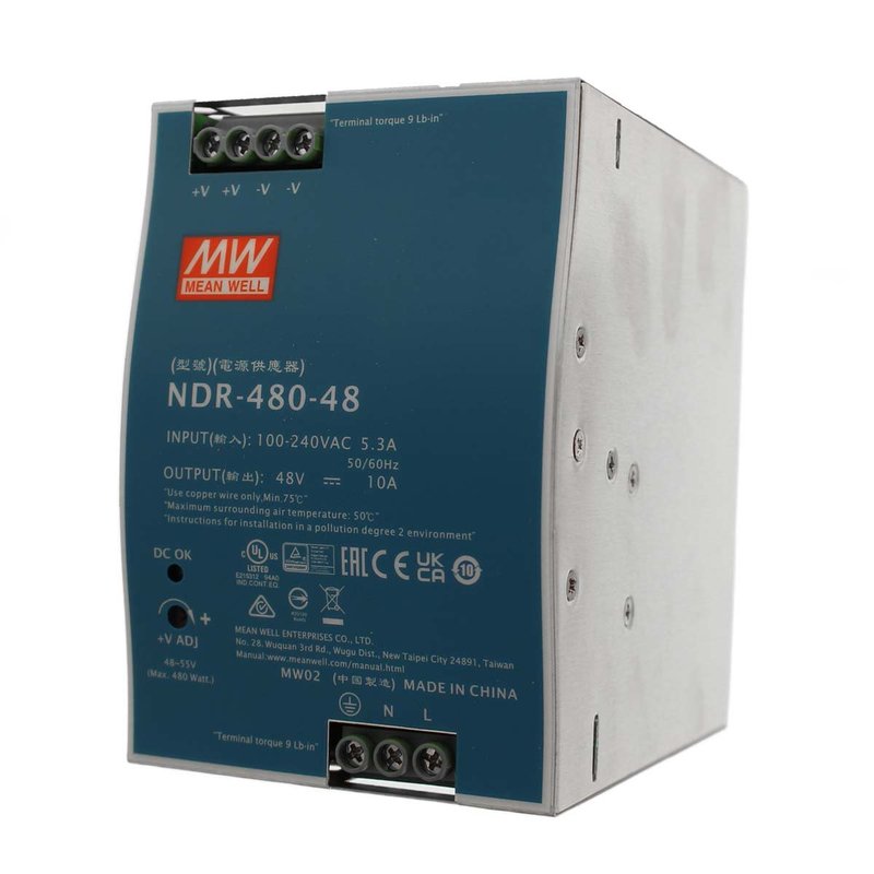 MW MEAN WELL NDR-480-48 Trasformatore Rotaia Industriale 48V 480W 10A Barra Guida DIN Rail Power Supply Input 220V 110V