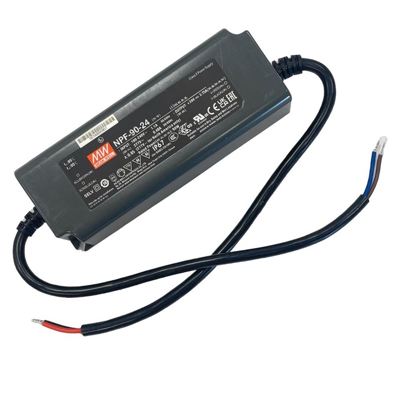 MW MEAN WELL NPF-90-24 Alimentatore Trasformatore IP67 90W 24V 3,75A Input 220V e 110V