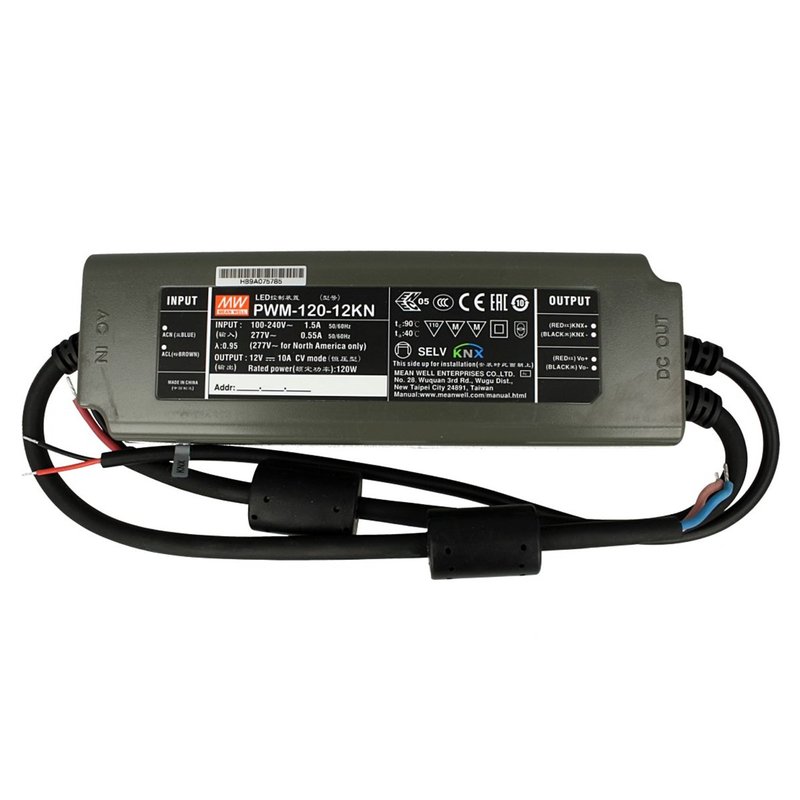 [KNX-PWM-120-12KN] MW MEAN WELL PWM-120-12KN Trasformatore CV 12V 10A 120W Dimmerabile KNX Konnex IP67
