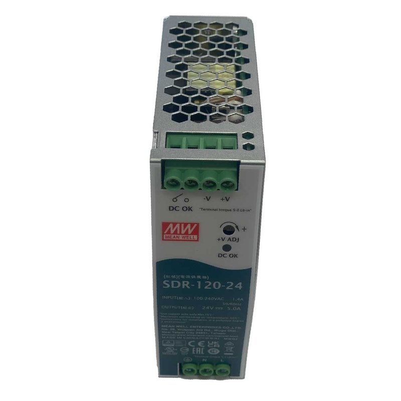 MW MEAN WELL SDR-120-24 Alimentatore DIN RAIL 120W 24V 5A Per Automazione Industriale Input 220V 110V