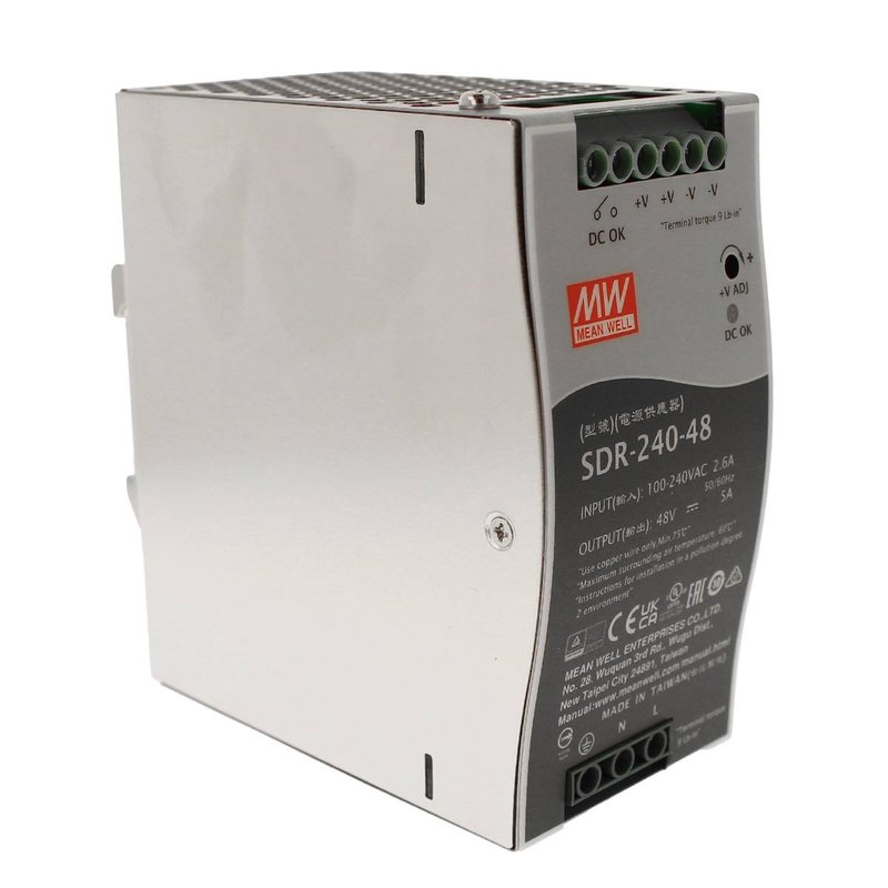 MW MEAN WELL SDR-240-48 Alimentatore DIN RAIL 240W 48V 5A Per Automazione Industriale Input 220V 110V