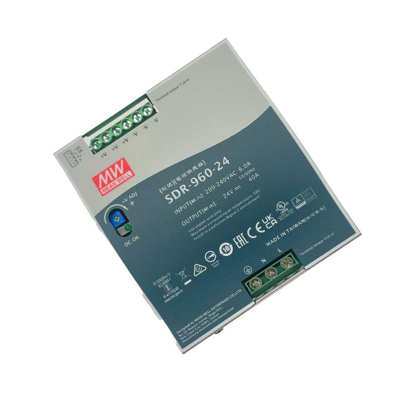 MW MEAN WELL SDR-960-24 Alimentatore DIN RAIL 960W 24V 40A Per Automazione Industriale Input 220V 110