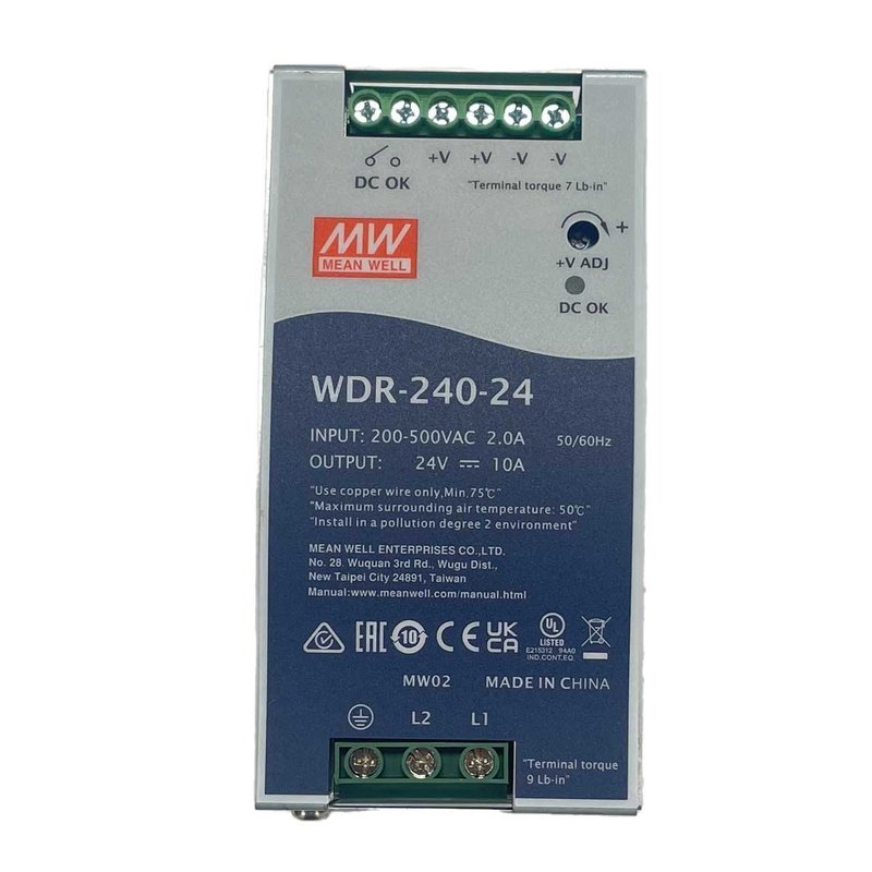 [MW-WDR-240-24] MW MEAN WELL WDR-240-24 Alimentatore Slim DIN Rail 240W 24V 10A Input 180-550V