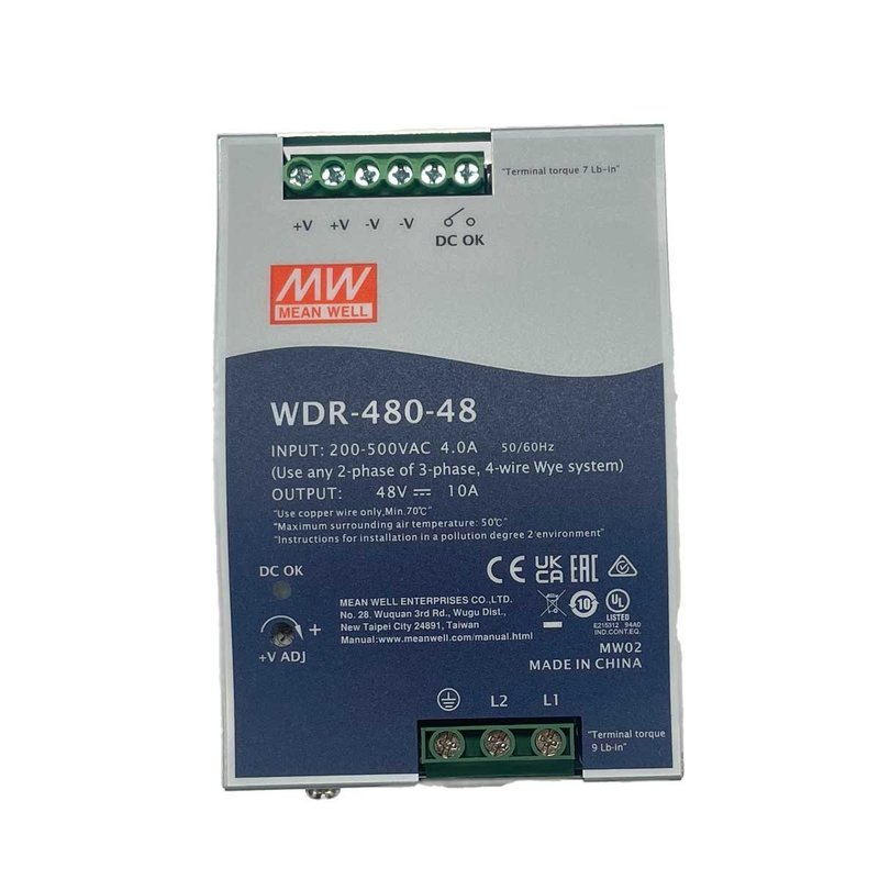 MW MEAN WELL WDR-480-48 Alimentatore Slim DIN Rail 480W 48V 10A Input 180-550V