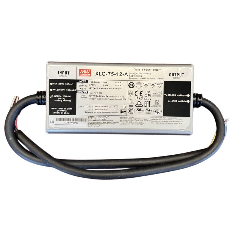 MW MEAN WELL XLG-75-12-A Alimentatore IP67 60W 12V 5A Input 220V 110V