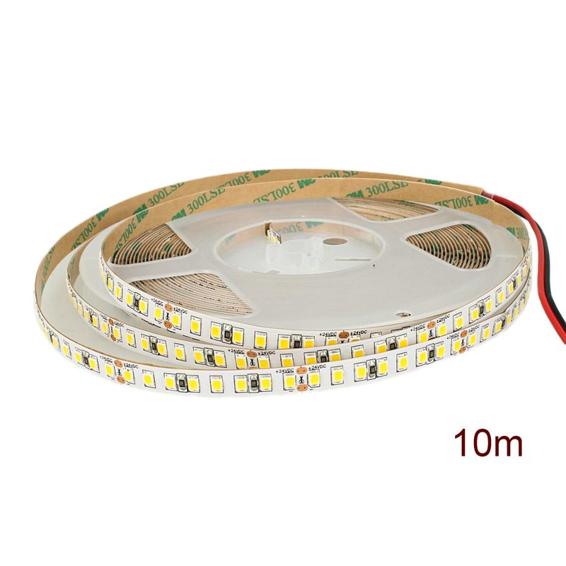 24V Bobina Striscia Led Da 10 Metri IP20 6000K 12W/M 1600 smd 2835 2000 LM/M Passo 8mm