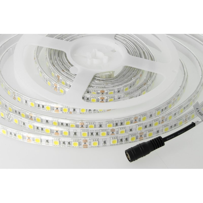 Bobina Striscia Led 300 SMD 5050 12V 10,8W/M Freddo 6400K IP65 Impermeabile 5 Metri Unguente Di Silicone Incluso SKU-212148