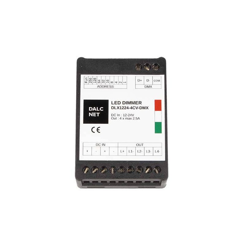 [DD9547] DLX1224-4CV-DMX Led Dimmer DMX512 4 Canali RGB RGBW
