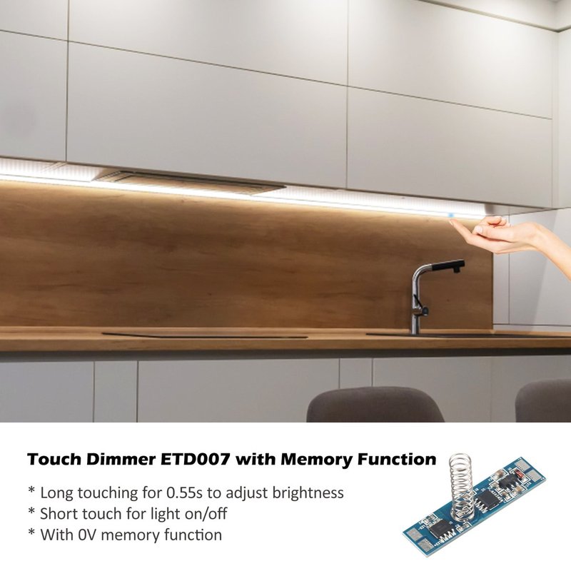 Interruttore Led Dimmer Touch Con Indicatore Led Blu 12V 24V 4A Memoria Anche Dopo Interruzione Corrente