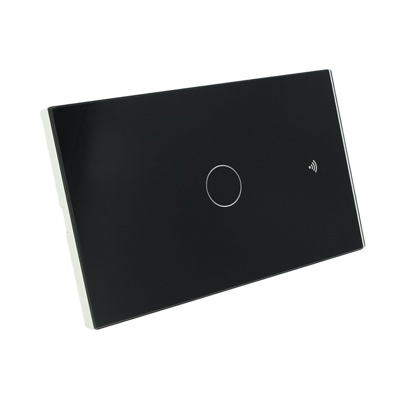 Interruttore Wifi Da Parete Pannello Touch 1 Tasto Colore Nero WiFi + RF 433 Compatibile con Amazon Alexa e Google Home