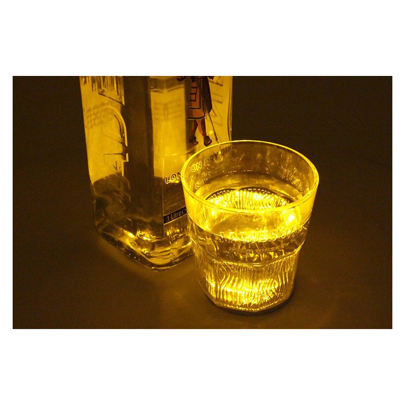 2 PZ Luci LED Sotto Bottiglia Vino Sottobicchiere Giallo Luminoso per Bar Pub