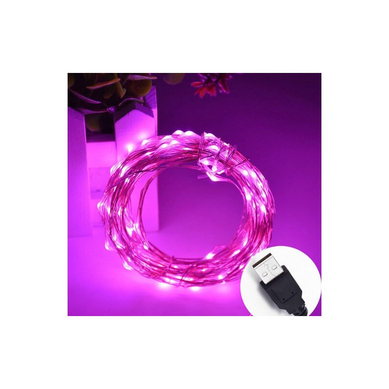 Stringa LED USB pink fucsia 5 metri, 50 LED, IP67, decorazione PC gaming e feste