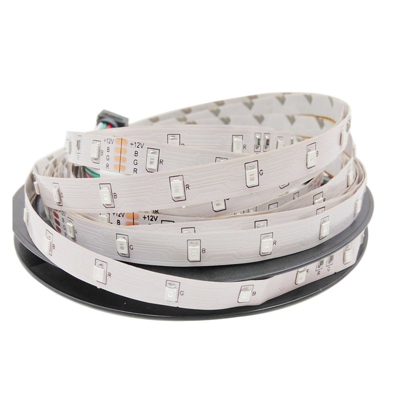 Bobina LED RGB 12V 5 metri, 300 SMD 3528, IP20, biadesivo con connettore femmina
