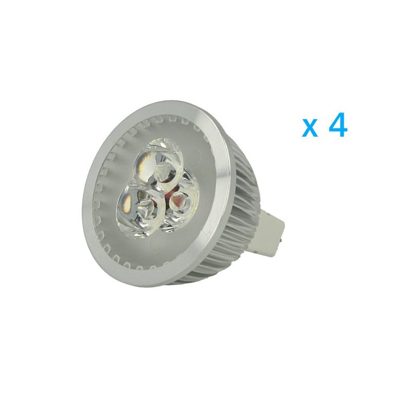 4 pz faretto LED dicroica MR16 GU5.3 12V 3W, bianco freddo 6000K