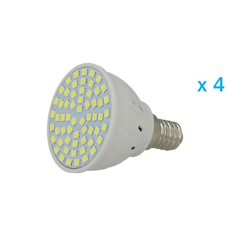 4 pz lampade LED E14 spot 3,5W, bianco freddo 6000K, 60 SMD 2835