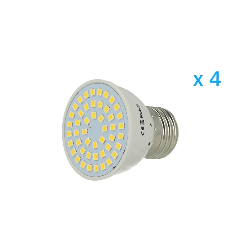 4 pz lampade LED E27 spot 3W, bianco caldo 3000K, 48 SMD 2835