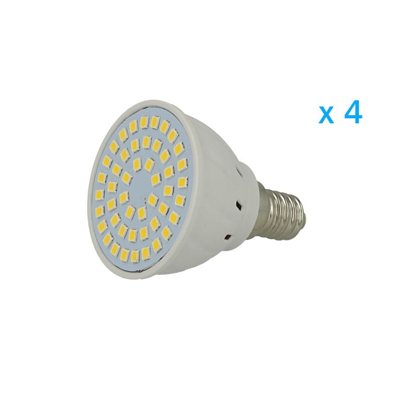 4 pz lampade LED E14 spot 3W, bianco caldo 3000K, 48 SMD 2835