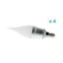 4 pz lampade LED E14 candela fiamma 4W, bianco caldo 3000K, colpo di vento