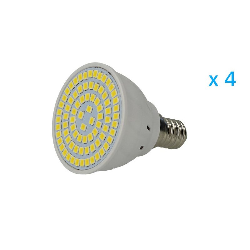 4 pz lampade LED E14 spot 4W, bianco caldo 3000K, 80 SMD 2835
