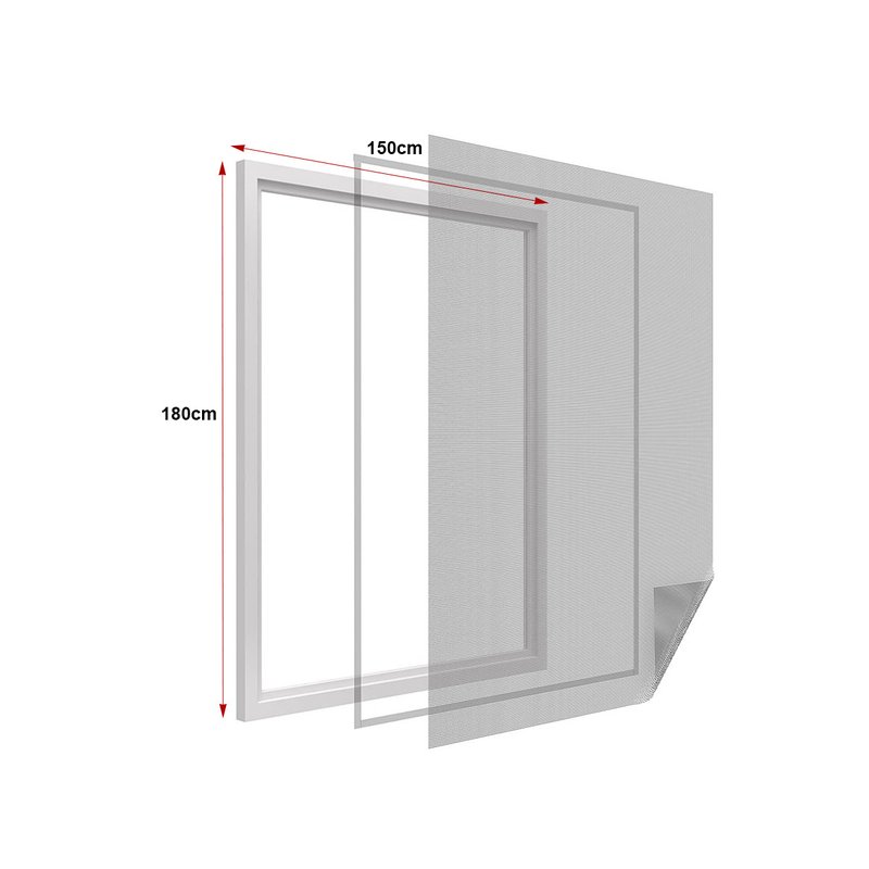 Zanzariera finestra adesiva nera, rete lavabile, 150x180 cm, con velcro