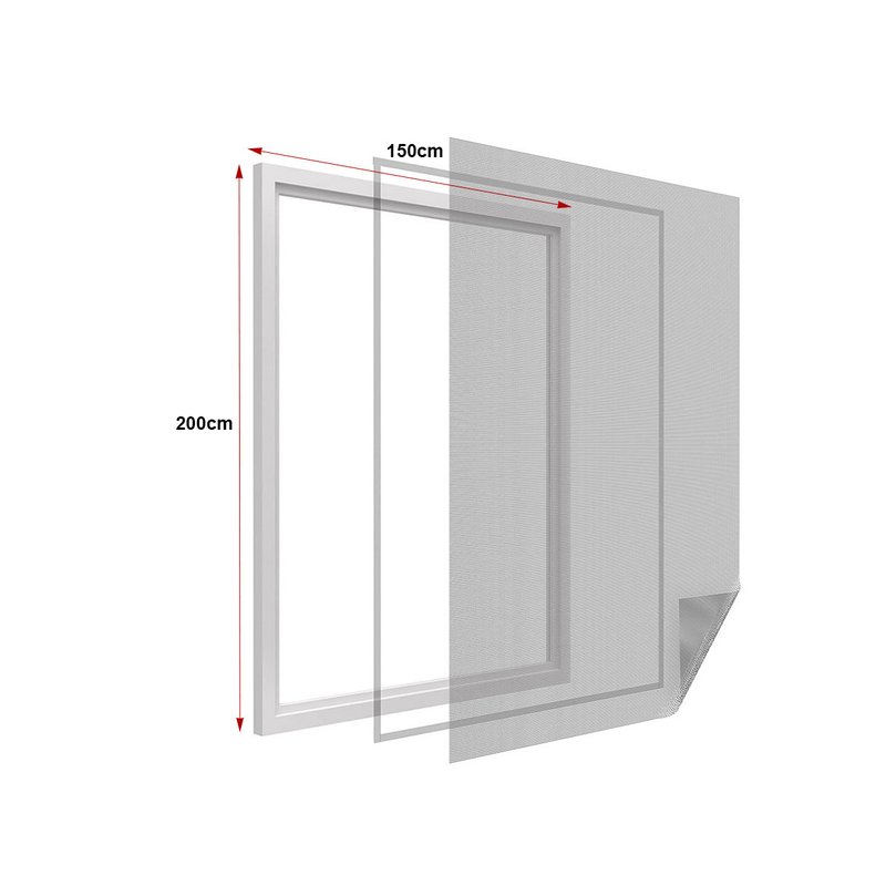 Zanzariera finestra adesiva nera, rete lavabile, 150x200 cm, con velcro