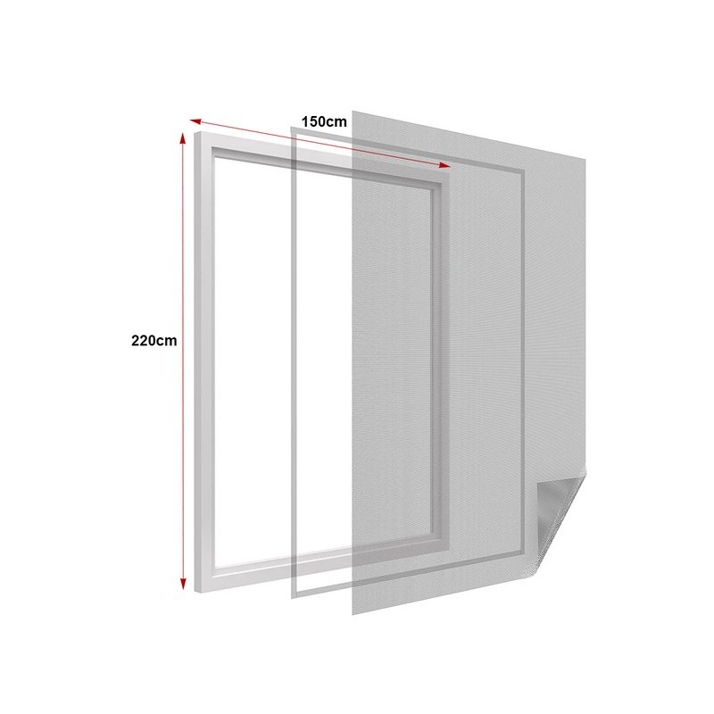 Zanzariera finestra adesiva nera, rete lavabile, 150x220 cm, con velcro