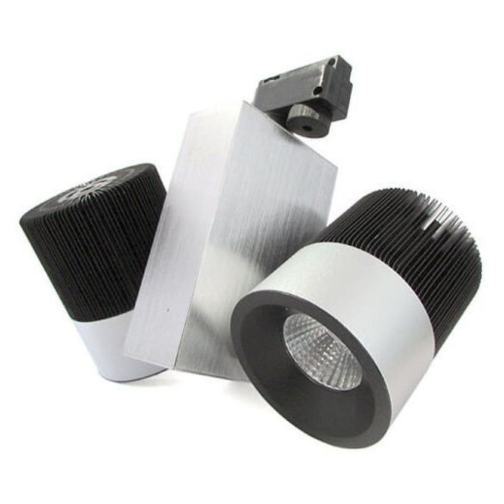 Faretto LED Binario Monofase Doppia Testa 30W 2x15W COB Orientabile 3000K o 6000K