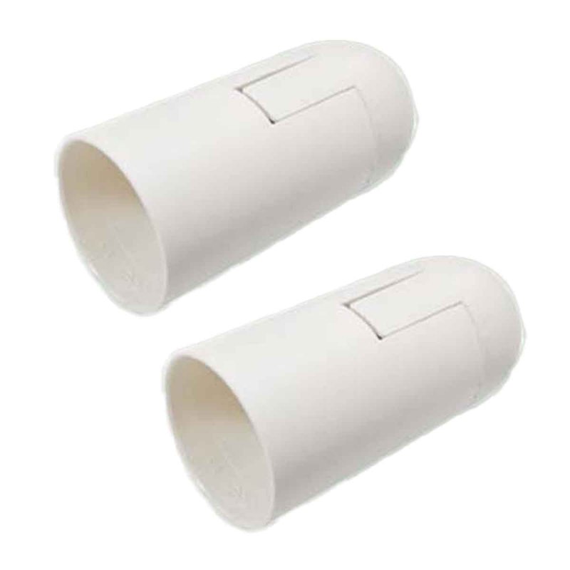 [EX-E1450SX2] 2 Pezzi Portalampade E14, Portalampada in Termoplastico Bianco Slim Cilindro