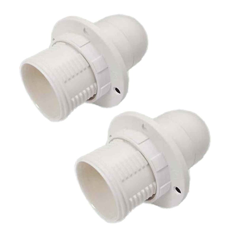 [EX-E1462SWX2] 2 Pezzi Portalampade E14, Portalampada in Termoplastico Bianco Con Ghiera