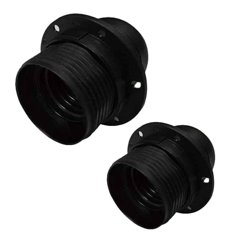 [EX-E2782SBX2] 2 Pezzi Portalampade E27, Portalampada in Termoplastico Nero Con Ghiera