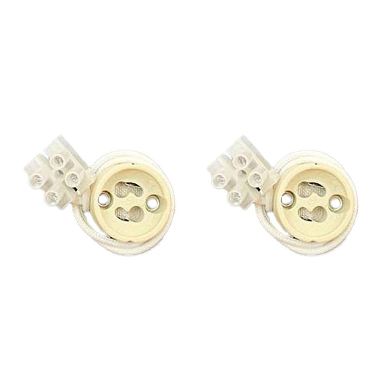 [EX-GU10-2] 2 Pezzi Portalampade GU10 in Ceramica, Portalampada Con Connettori Inclusi