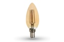 Lampada Filo Led a Filamento E14 C35 4W=35W Bianco Caldo 2200K Amber Candela A Goccia Oliva SKU-217113