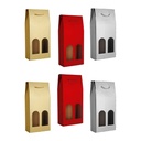 Set 6 Borse Regalo di Natale per Vino Doppio Posto Colore Oro Rosso e Argento 18x39x9 cm 