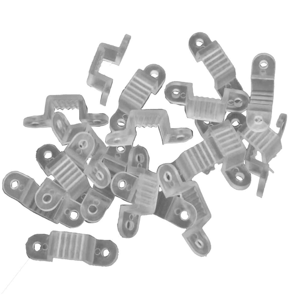[SL065011] Set di 20 Clip per Striscia LED 8mm Accessori di Montaggio Colore Bianco Facili da Installare