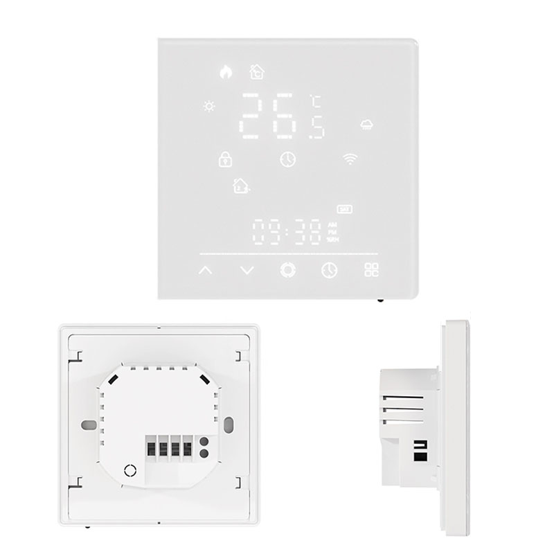 Termostato Matter WIFI 2.4G TUYA, Smart Life, Apple Home, Google Home, Alexa, Samsung SmartThings Riscaldamento Pavimento Con Acqua Bianco 5A 95-240V IP20
