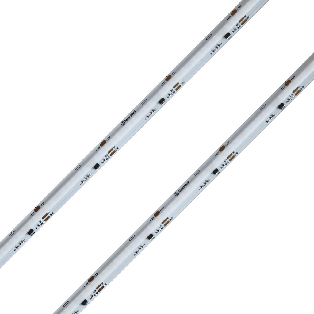 MeanWell Striscia Led RGB COB,Magic Color SPI WS2811 20Pixels, 12V 12W/M 70lm/W CRI 59 Angolo 180 Dimmerabile IP20 Sezione Taglio 50mm