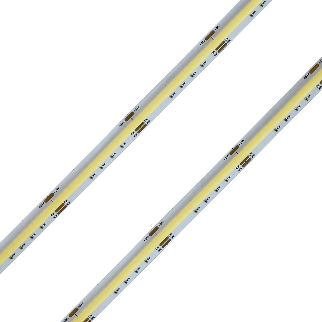 Striscia Led COB 24V 15W/M 120lm/W CRI Ra>90 Angolo 180 Dimmerabile IP20 Sezione Taglio 50mm CCT 2700K-6500K MS22528