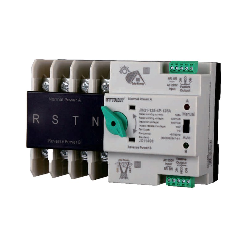 [JX11498] ATS Commutatore di Trasferimento Automatico Fotovoltaico 4P 6M Doppio Alimentazione 125A AC 400V IP20 IEC60947-6-1