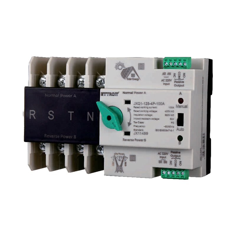 ATS Commutatore di Trasferimento Automatico Fotovoltaico 4P 6M Doppio Alimentazione 100A AC 400V IP20 IEC60947-6-1