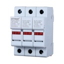 ETTROIT Portafusibile Modulare DC Fotovoltaico   3P 3M   D10X38mm 32A DC 1000V IP20 IEC60269-6