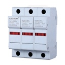 Portafusibile Modulare DC Fotovoltaico 3P 3M D14X51mm 63A DC 1000V IP20 IEC60269-6