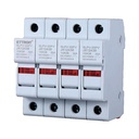 Portafusibile Modulare DC Fotovoltaico 4P 4M D10X38mm 32A DC 1000V IP20 IEC60269-6