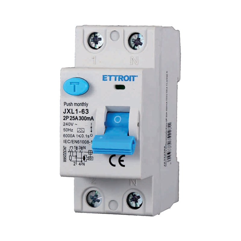 RCCB Interruttore Differenziale Puro Tipo A 1P+N 2M 6000A 300mA 25A AC 230V IP20 IEC61008-1