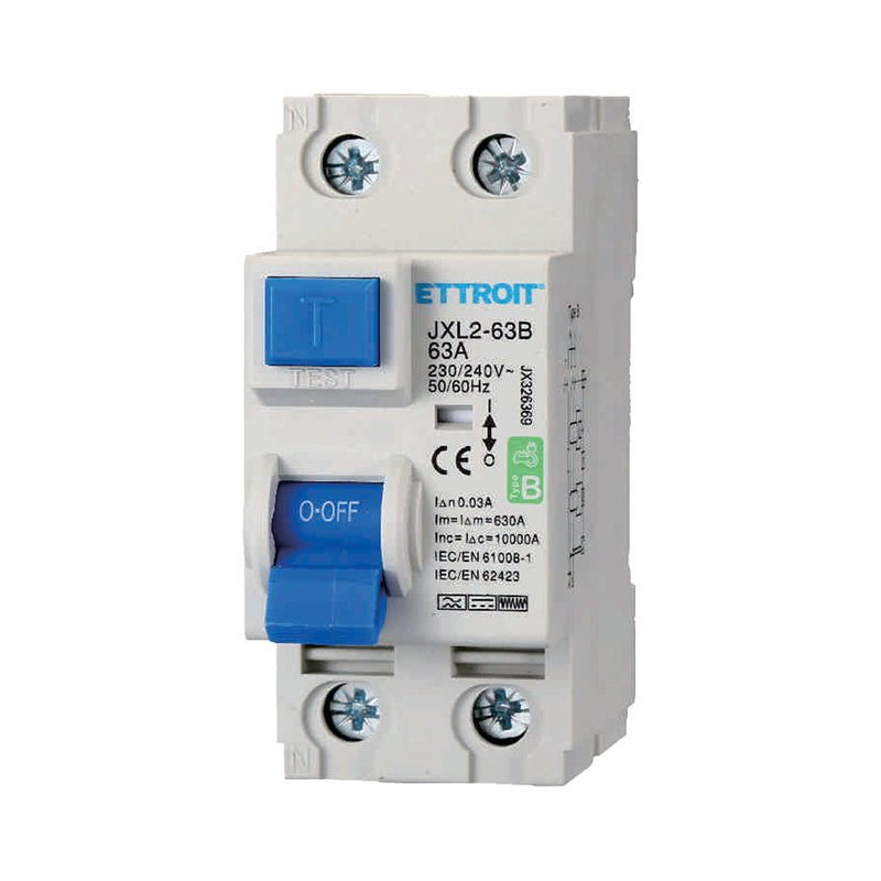 RCCB Interruttore Differenziale Puro Tipo B 1P+N 2M 10000A 30mA 63A AC 230V IP20 IEC61008-1 / IEC62423