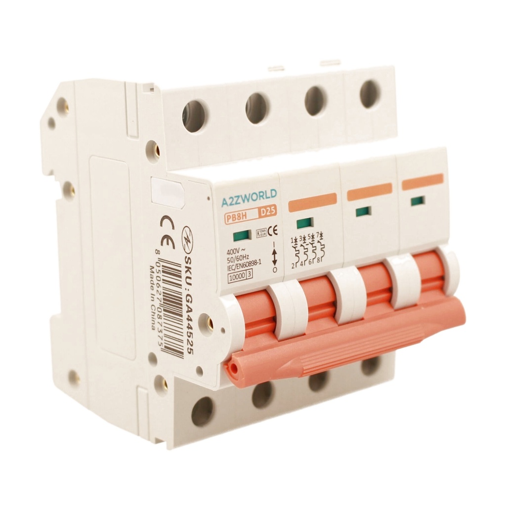 MCB Interruttore Magnetotermico Automatico Curva D 4P 4M 10000A D25A AC 400V IP20 PB8H