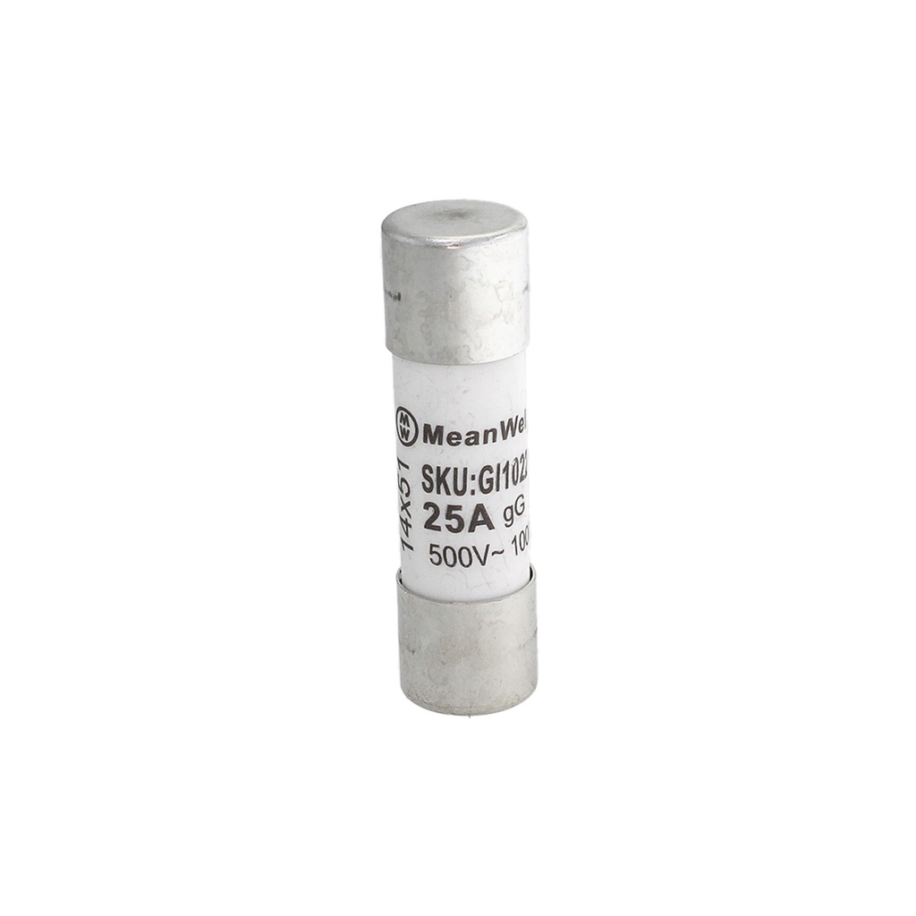 MeanWell 10 Pezzi Fusibili AC 500V AC D14X51mm 25A AC 500V IP20 IEC60269 STI-63D