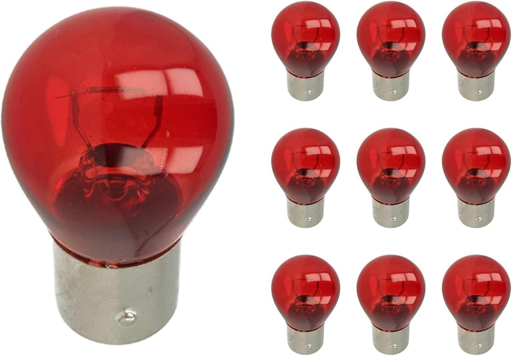 10 Pezzi Lampade Alogena PR21/5W BAW15D 12V 21/5W Rosso Compatibili Philips 12495 CP