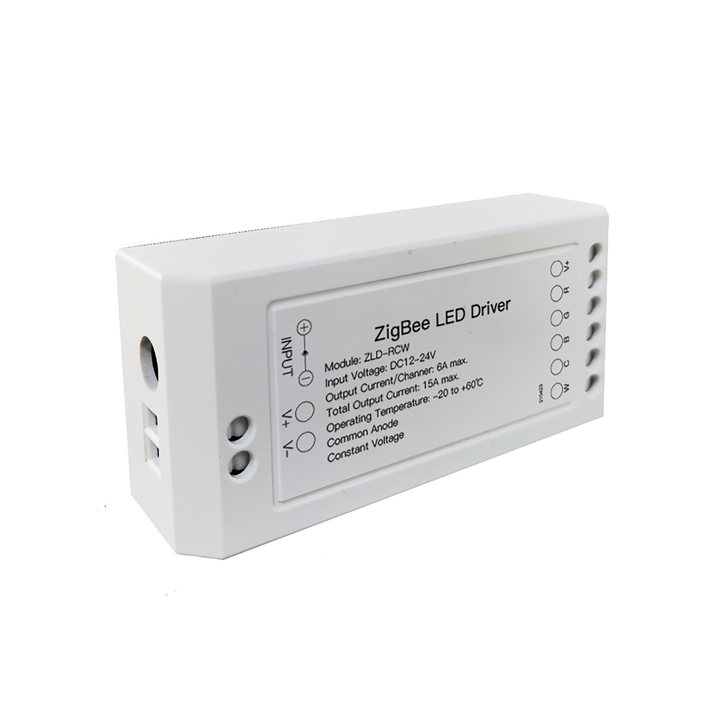 Centralina Led Controller, 6A/Canali, ZigBee 3.0, RGB+CCT, Max 12V e 24V, 15A, 2X100W, TUYA, Smart Life, 100X45X35mm, IP20
